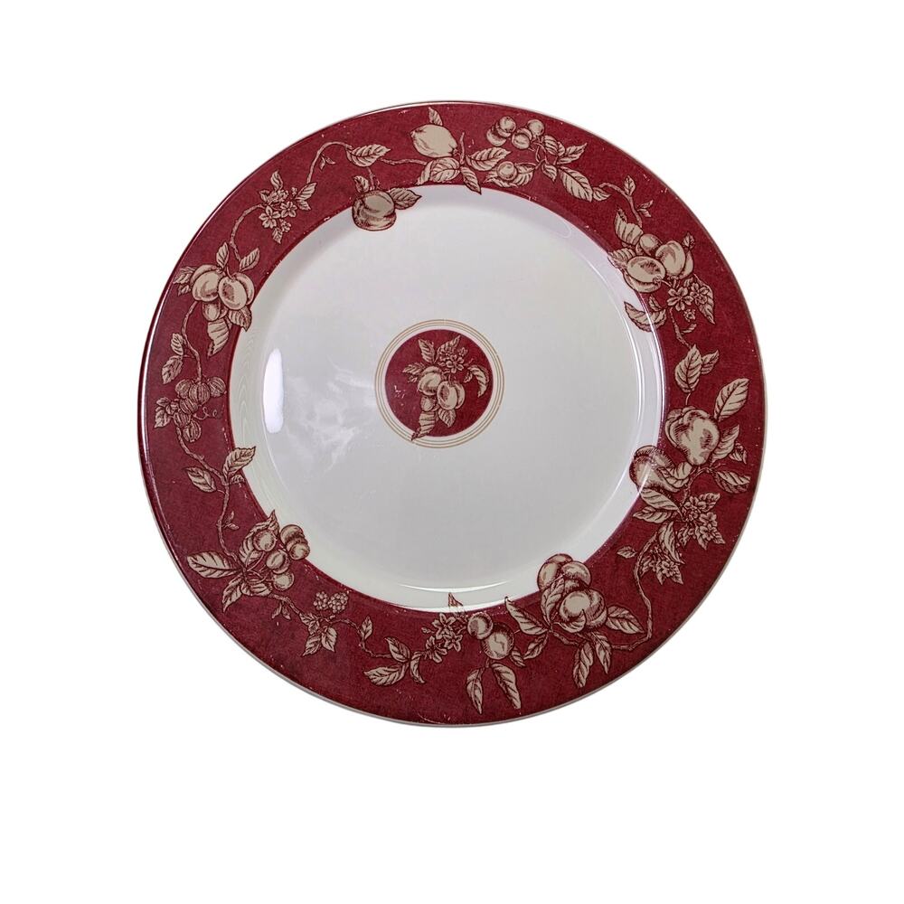 Set of 4- WAVERLY GARDEN ROOM Red Fruit Toile 11" Dinner Plates Columbia